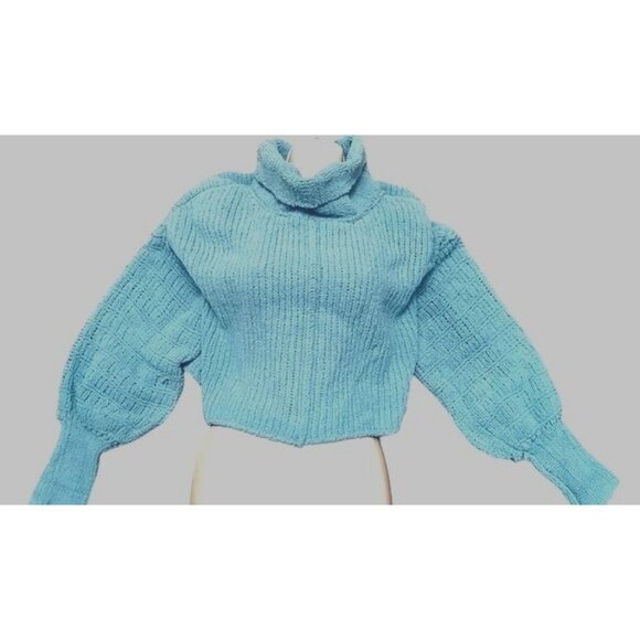 Free People Be Yours Oversized Knit Cowl Neck Balloon Crop Sleeves Sweater S - Picture 2 of 7